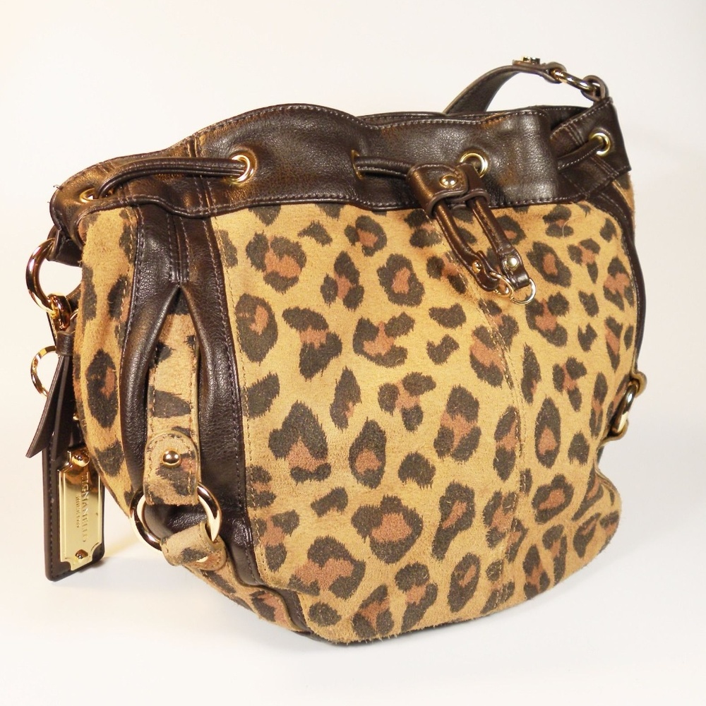 TIGNANELLO Suede & Leather Cheetah Purse Bag